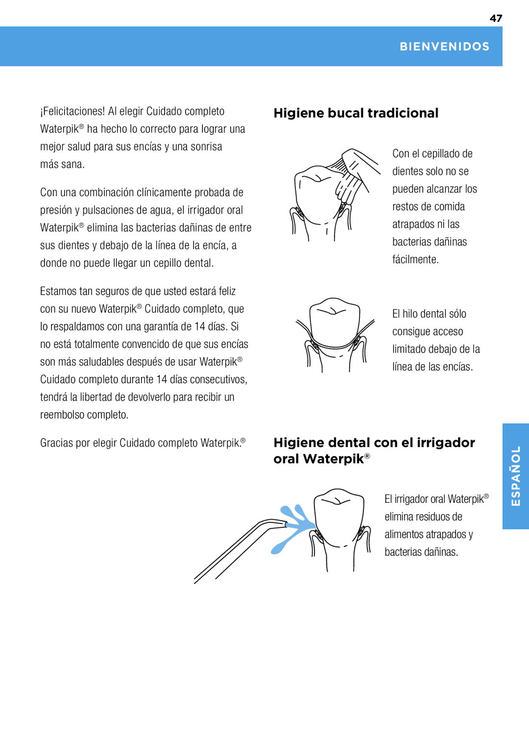 Waterpik Technologies wp-900 manual Bienvenidos, Gracias por elegir Cuidado completo Waterpik 