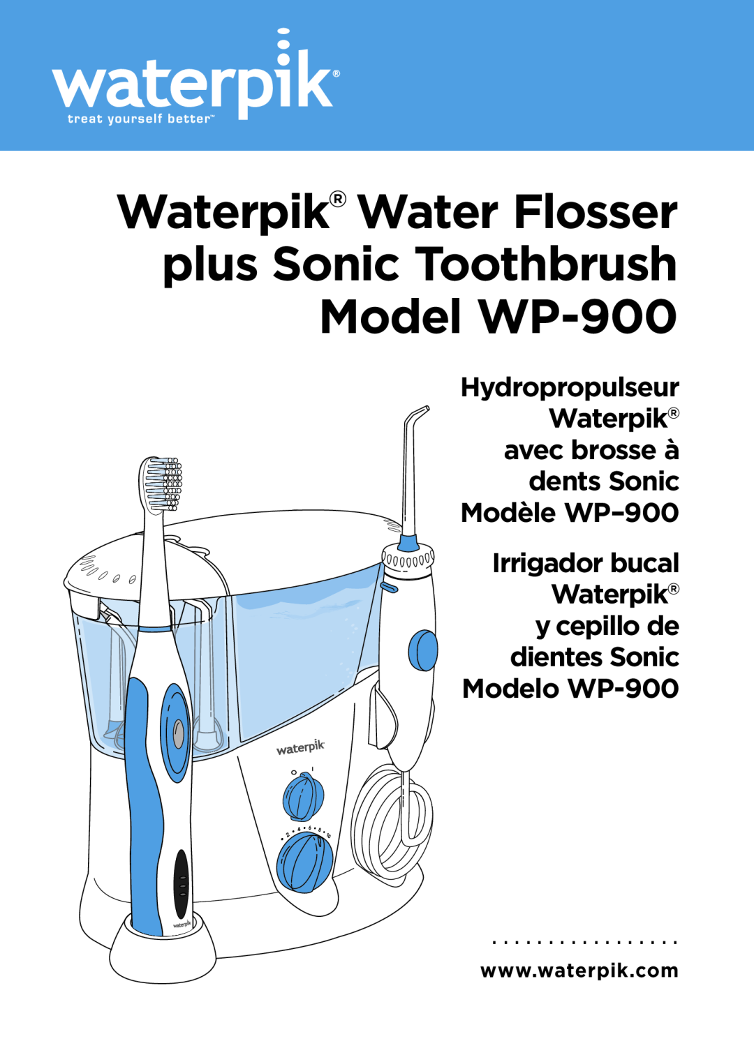 Waterpik Technologies wp-900 manual Hydropropulseur Waterpik avec brosse à dents Sonic Modèle WP-900 