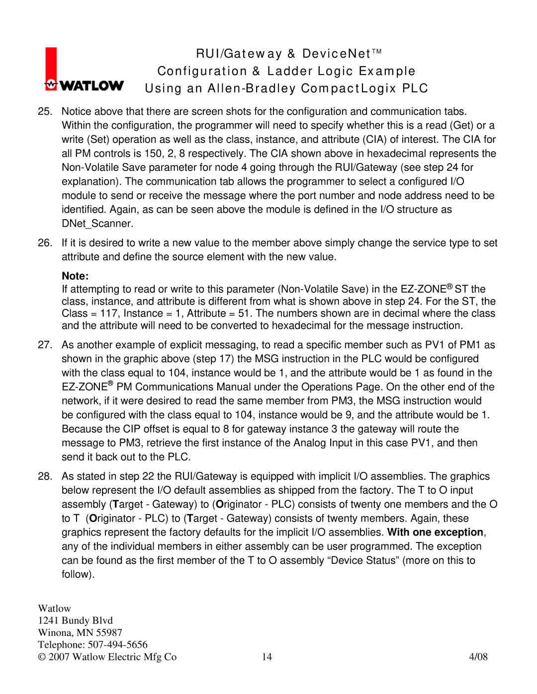 Watlow Electric Gateway & DeviceNet manual 