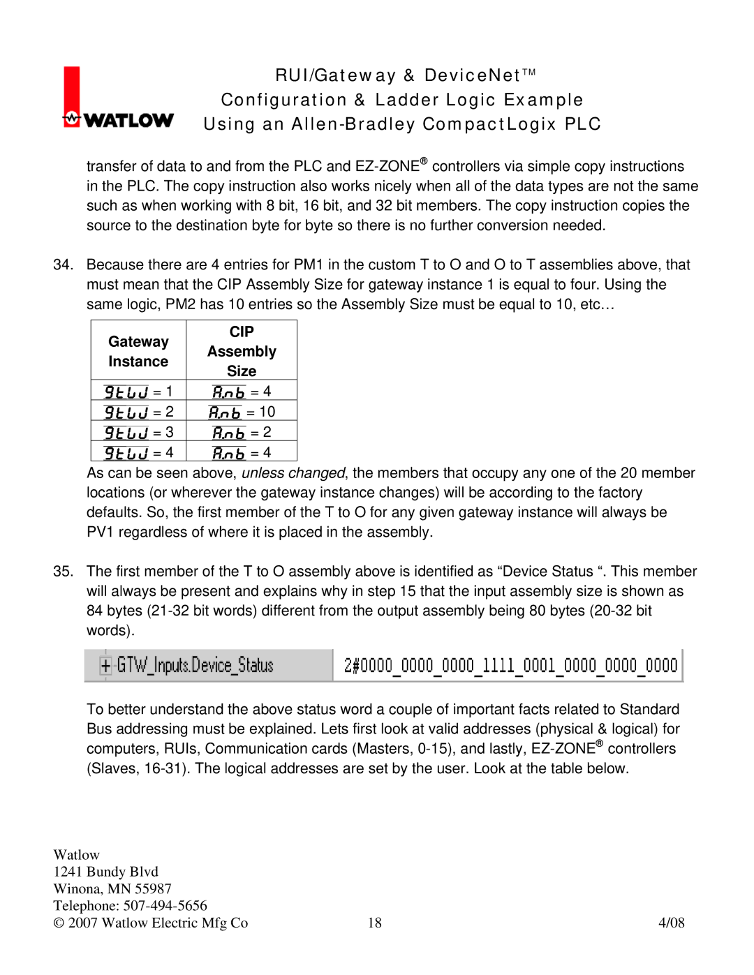 Watlow Electric Gateway & DeviceNet manual Assembly 