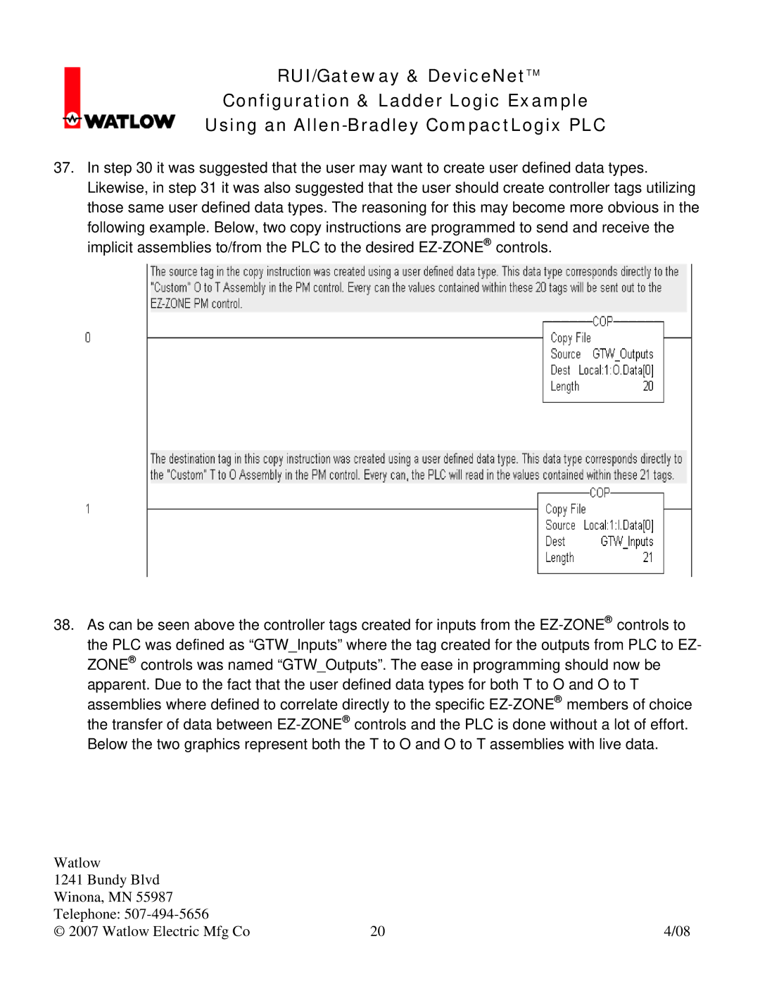 Watlow Electric Gateway & DeviceNet manual 