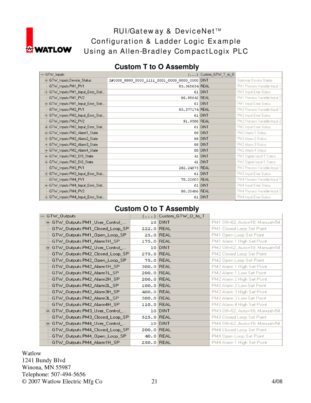 Watlow Electric Gateway & DeviceNet manual 