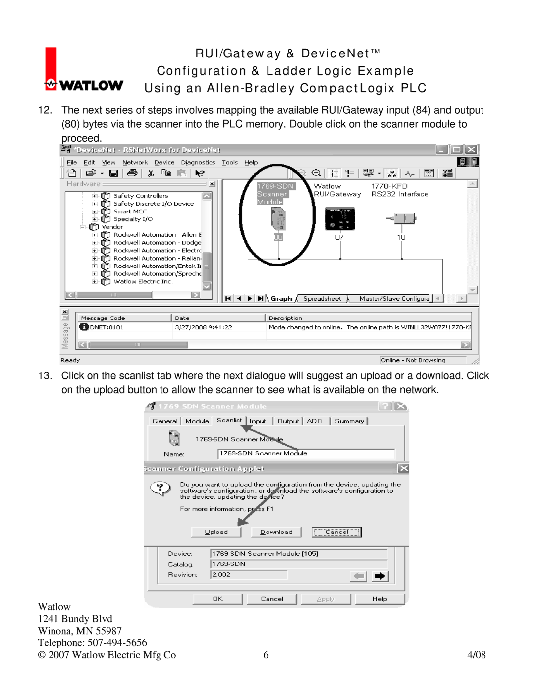 Watlow Electric Gateway & DeviceNet manual 