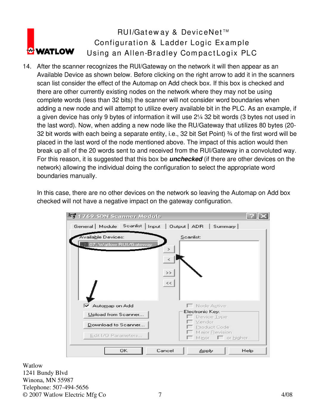 Watlow Electric Gateway & DeviceNet manual 