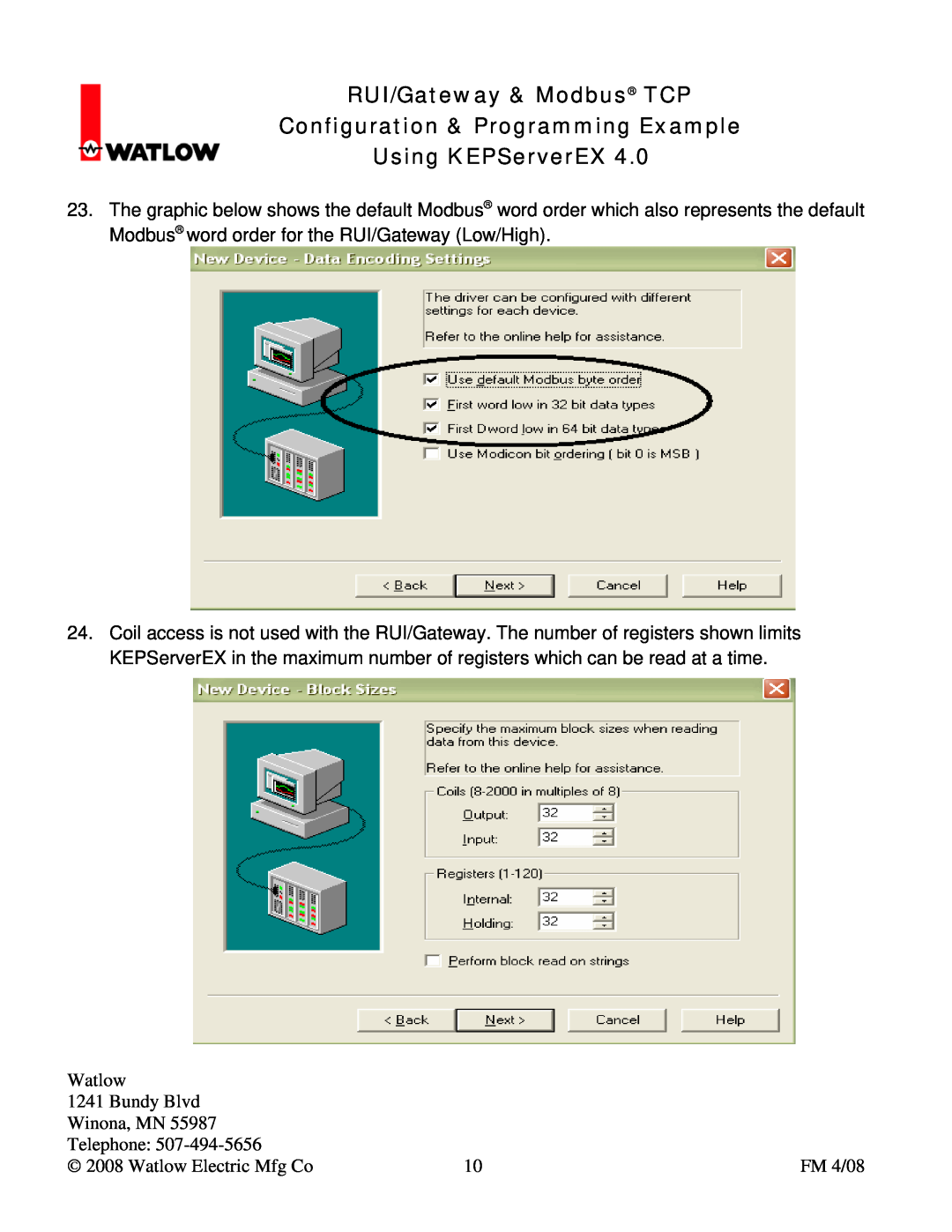 Watlow Electric user manual RUI/Gateway & Modbus TCP Configuration & Programming Example, Using KEPServerEX 