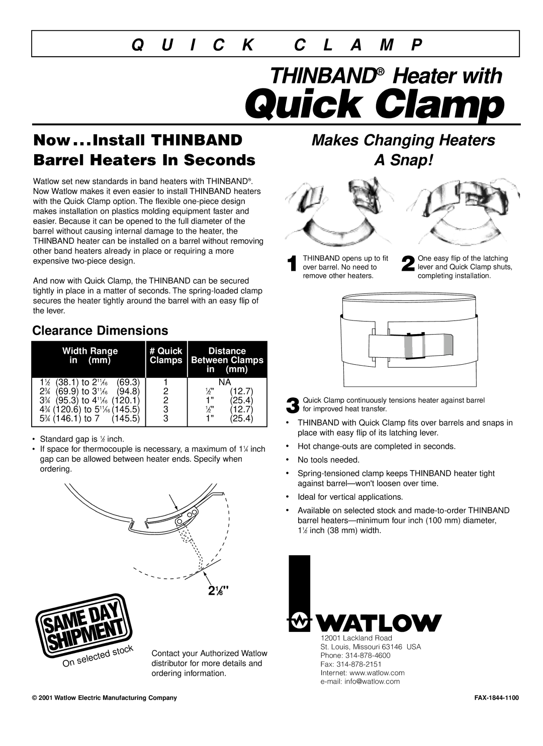 Watlow Electric Stock Heater dimensions Quick Clamp, Now ...Install Thinband Barrel Heaters In Seconds, 21⁄ 