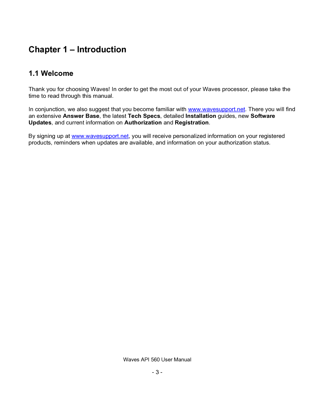 Waves API560 user manual Introduction, Welcome 