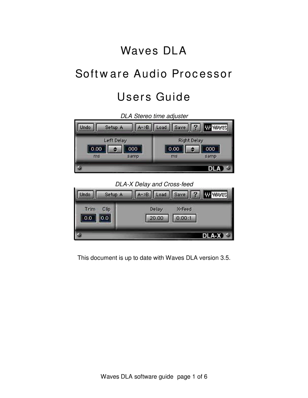 Waves manual Waves DLA Software Audio Processor Users Guide 