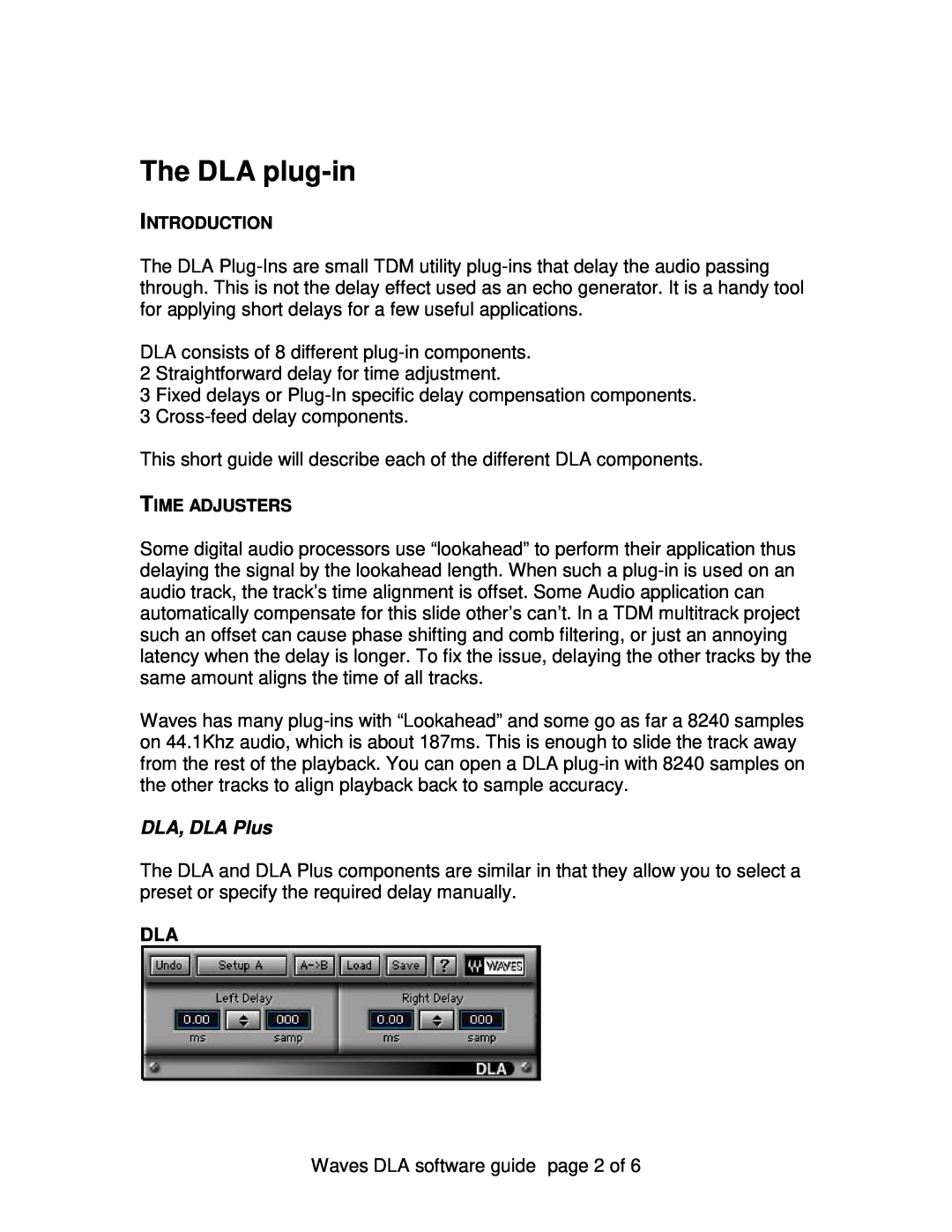 Waves manual DLA, DLA Plus, The DLA plug-in 