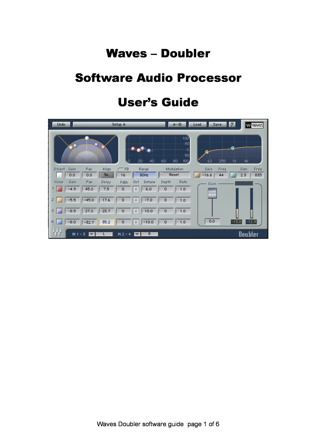 Waves manual Waves - Doubler Software Audio Processor, User’s Guide, Waves Doubler software guide 