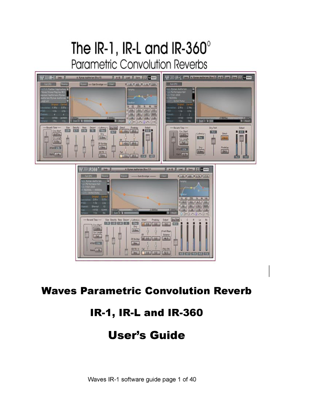 Waves IR-360, IR-L, IR-1 manual User’s Guide 