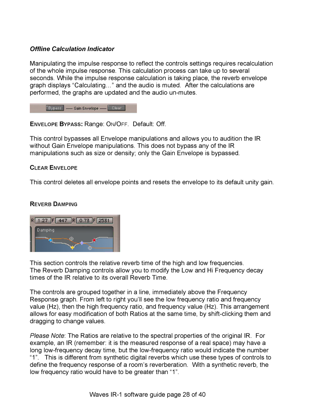 Waves IR-360, IR-L, IR-1 manual Offline Calculation Indicator 