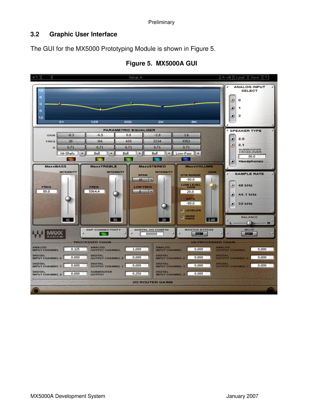 Waves system manual Graphic User Interface, MX5000A GUI 