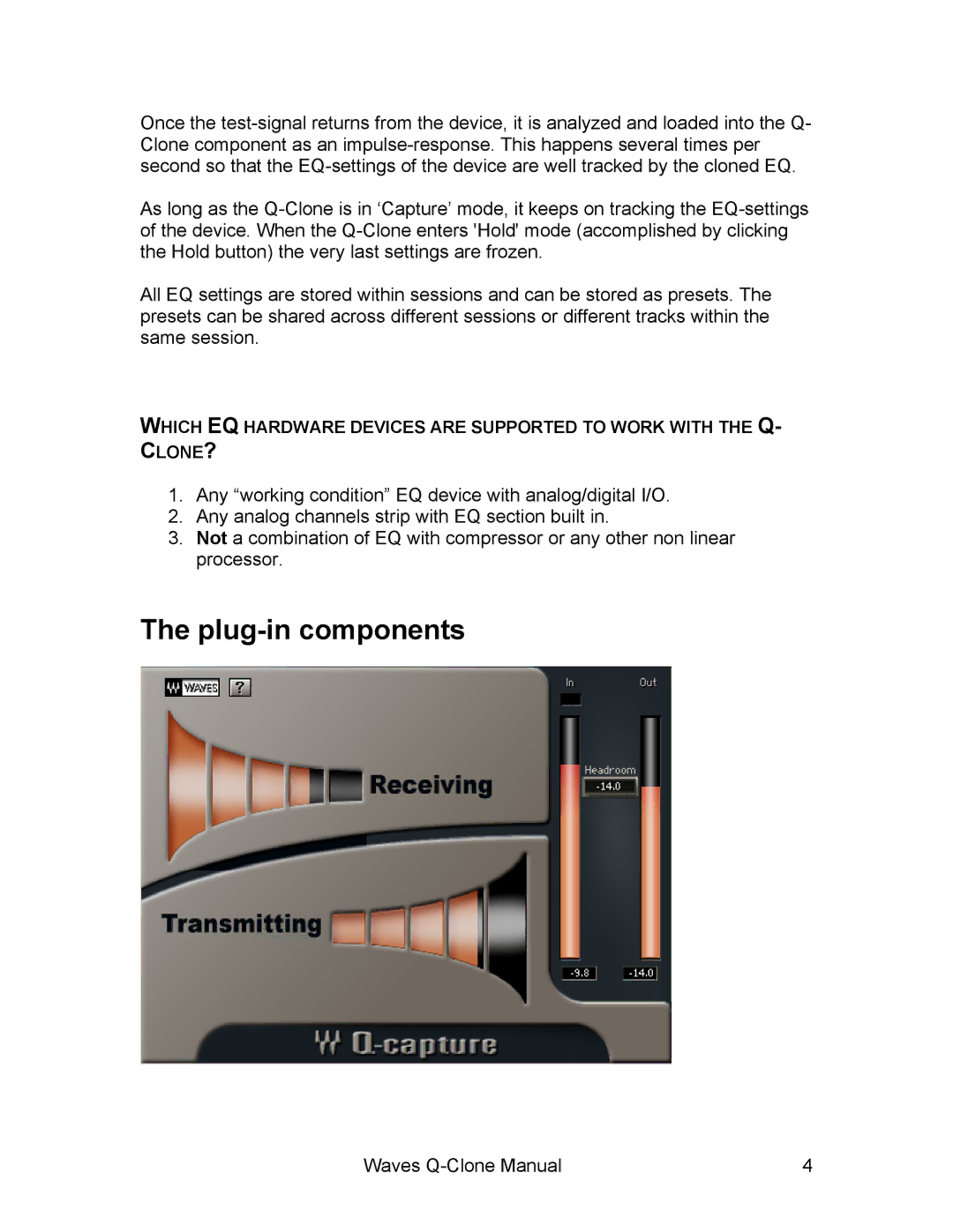 Waves Q-Clone manual Plug-in components 