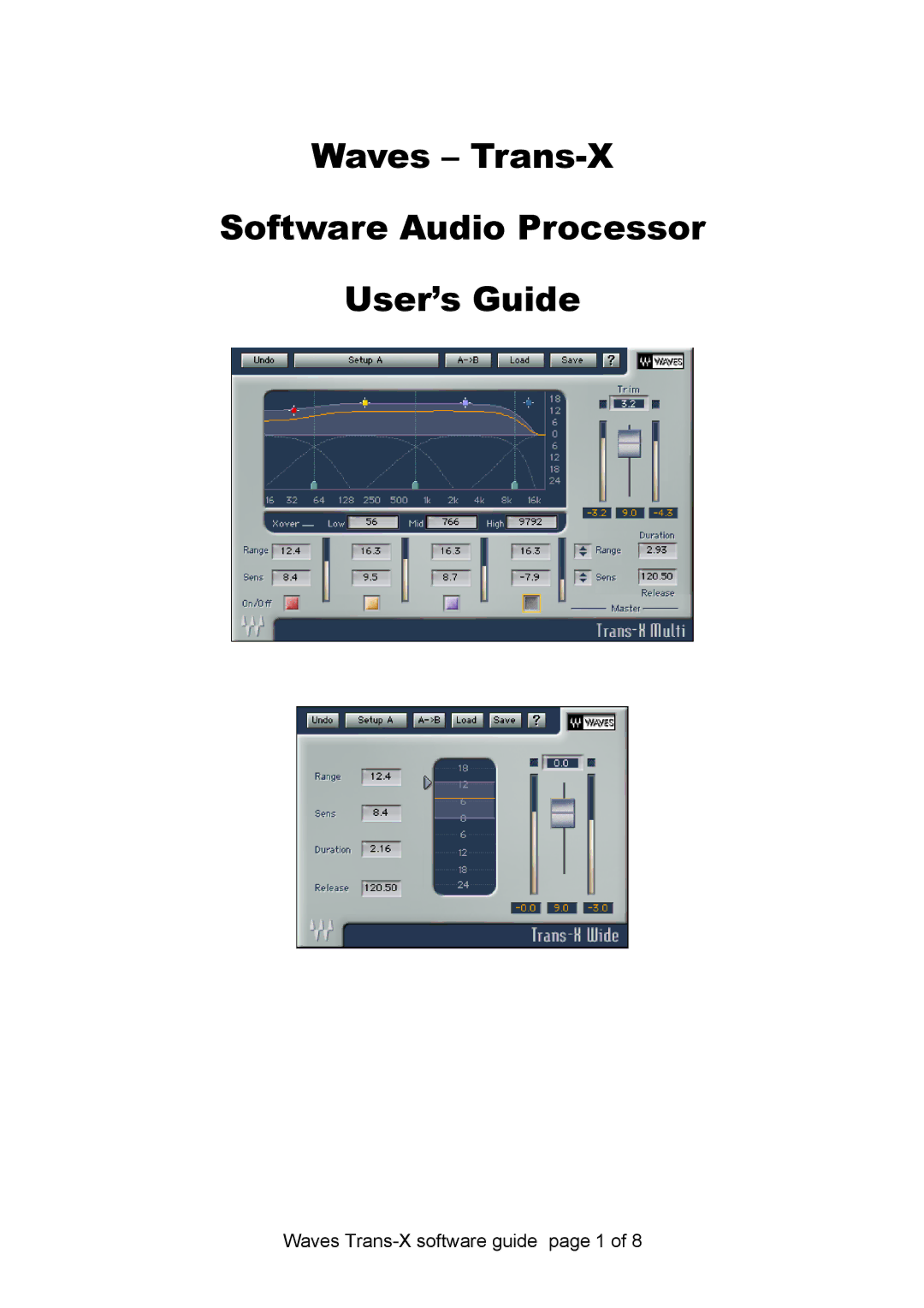 Waves manual Waves Trans-X Software Audio Processor User’s Guide 