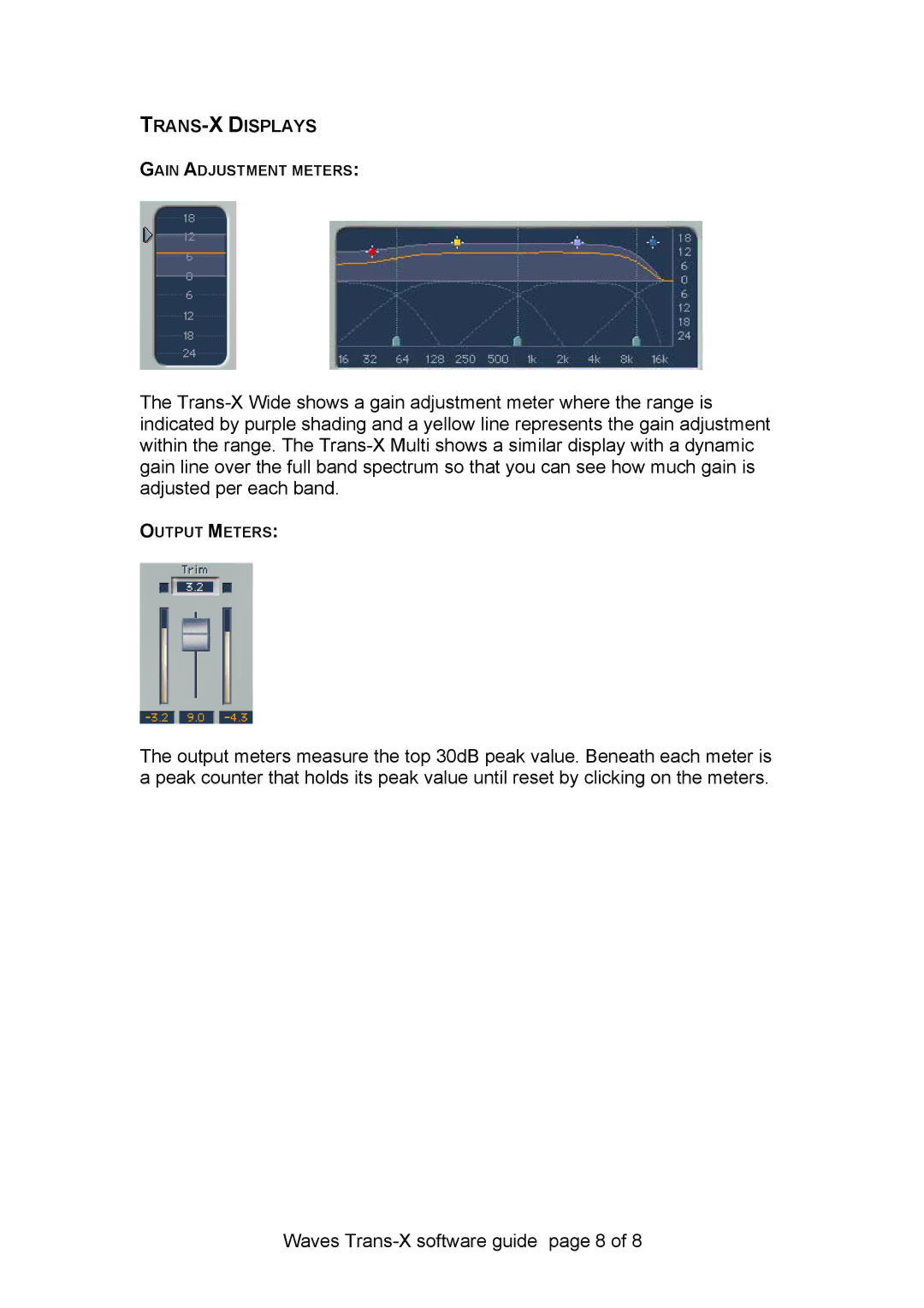 Waves Trans-X manual TRANS-X Displays 