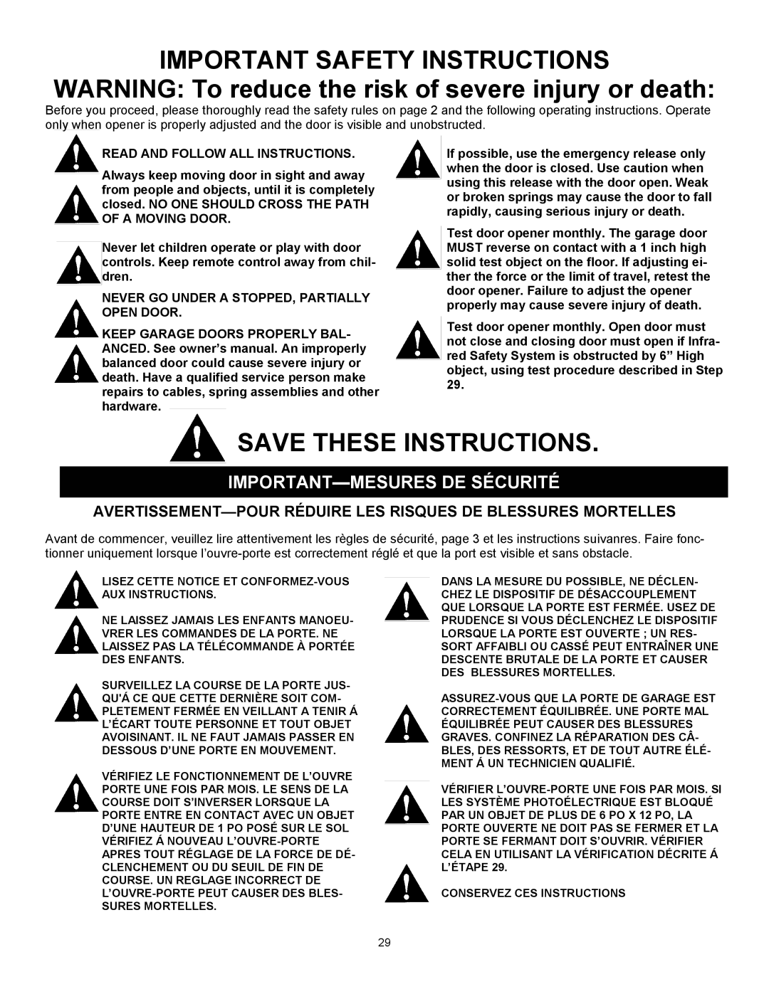 Wayne 3514, 3014, 3018DLX user manual Important Safety Instructions 