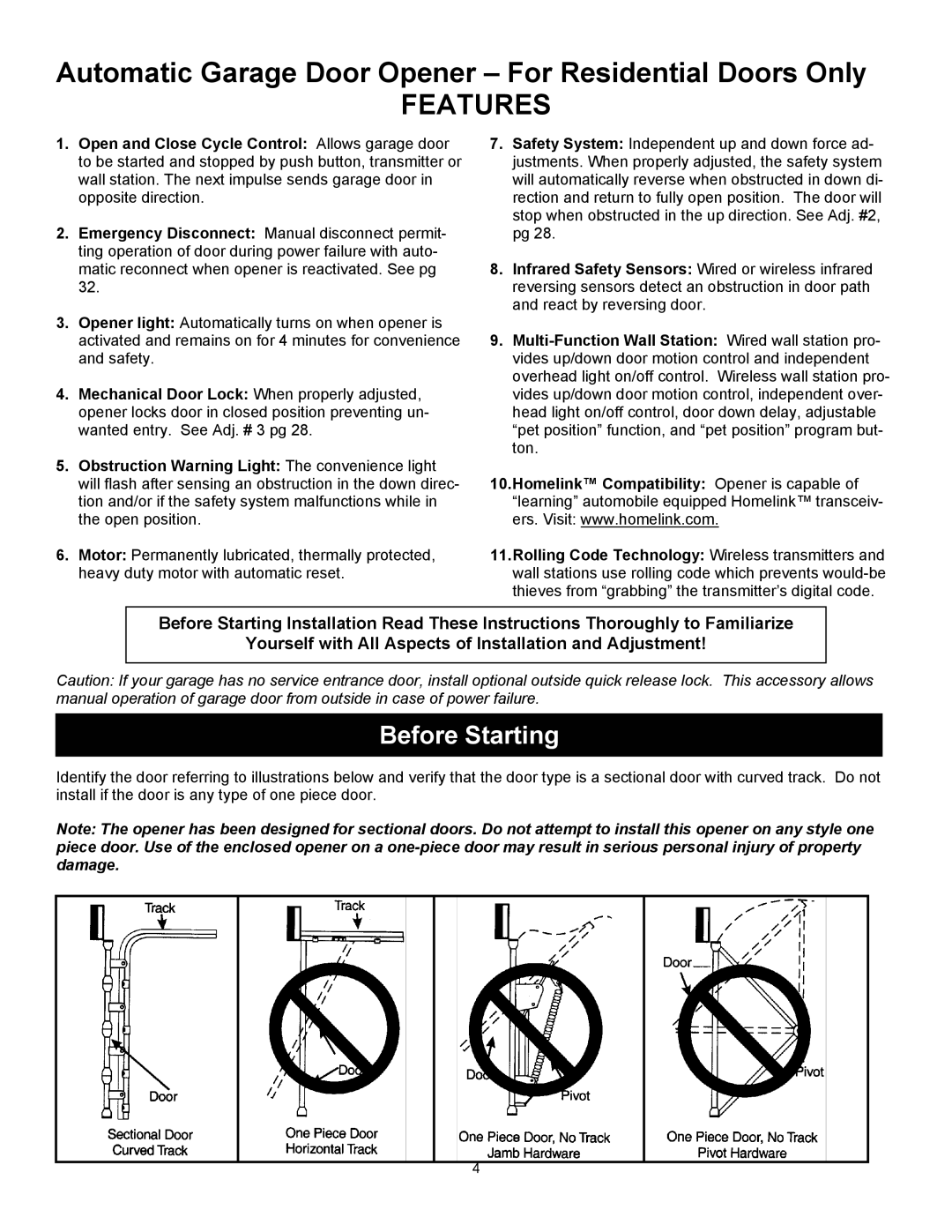 Wayne 3014, 3514, 3018DLX user manual Features, Before Starting 