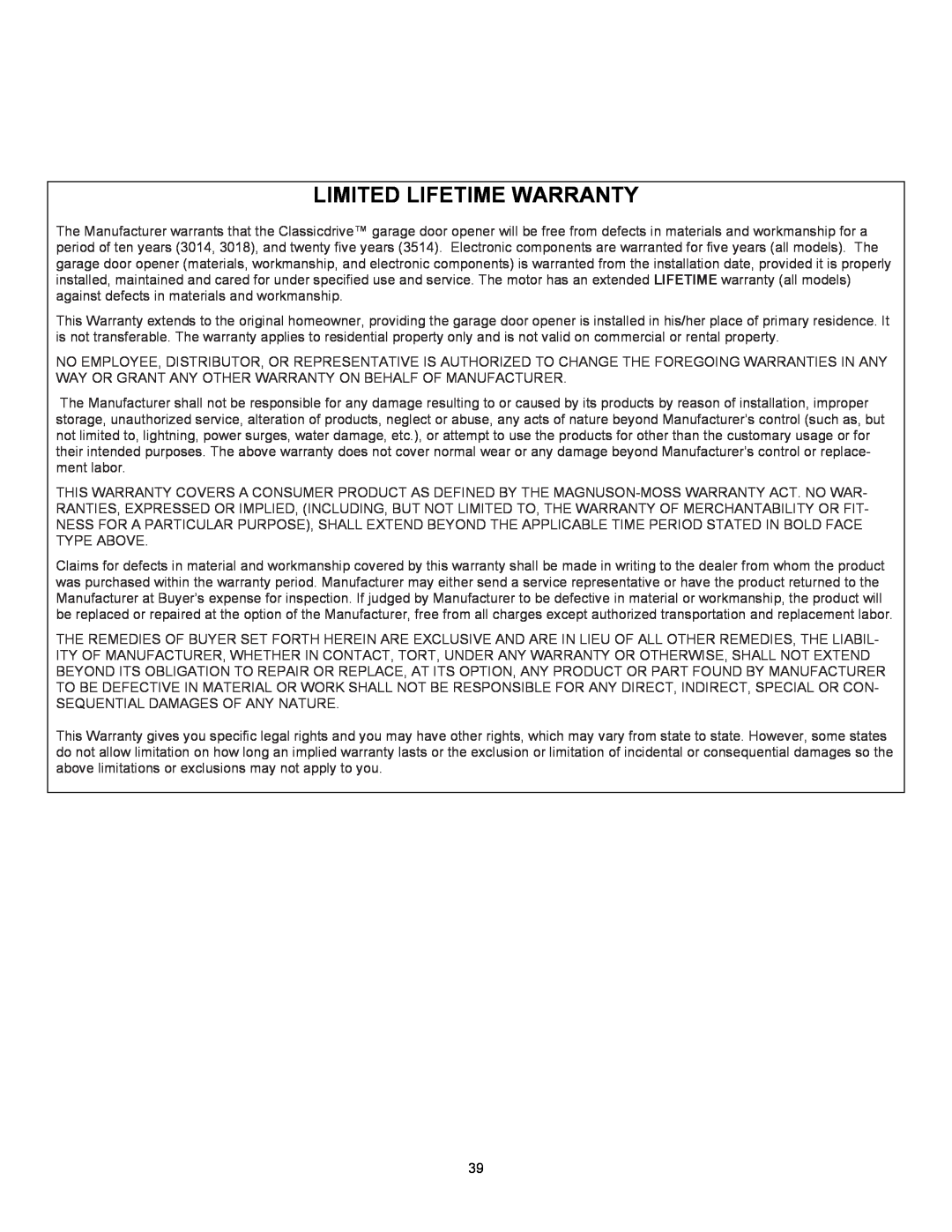 Wayne 3018DLX, 3014, 3514 user manual Limited Lifetime Warranty 