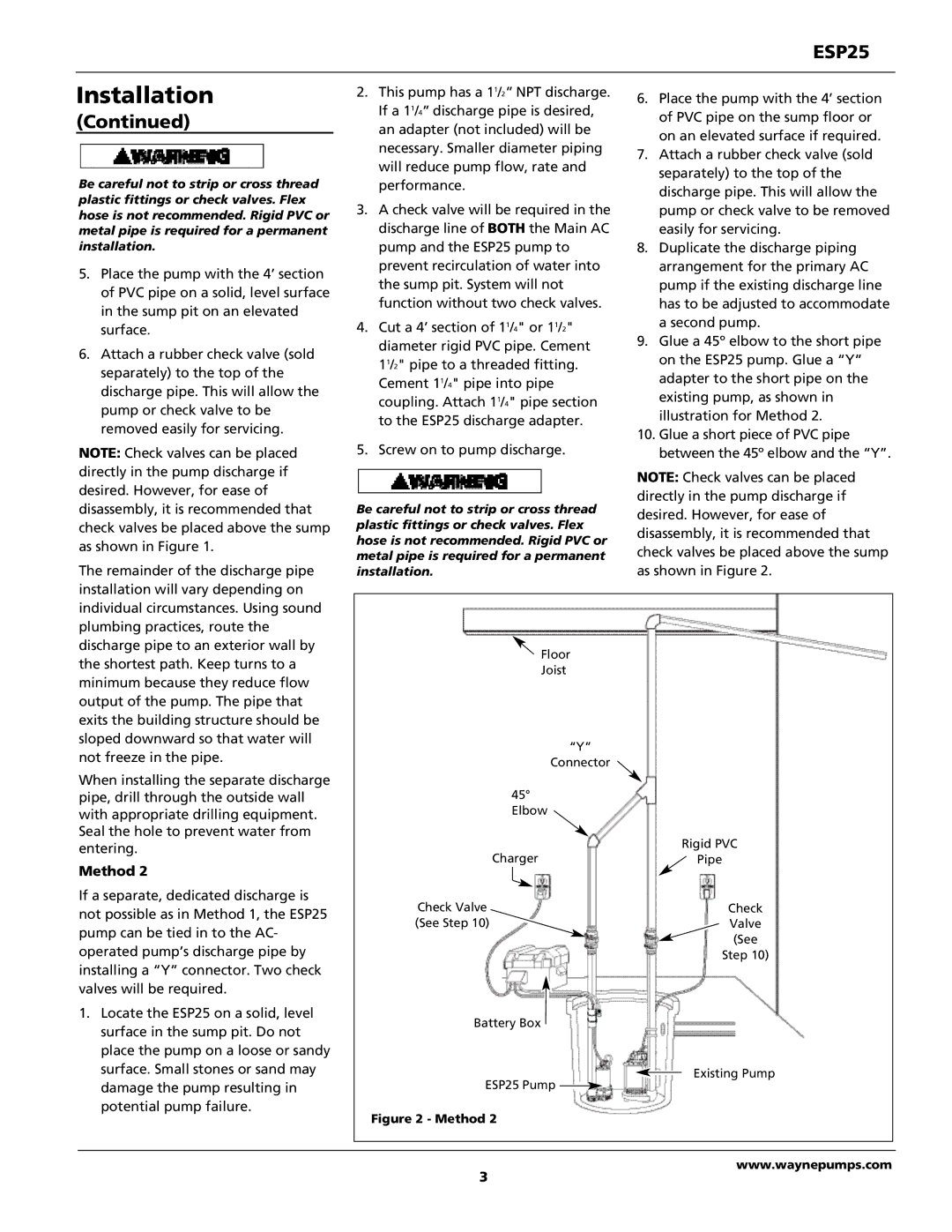 Wayne 352205-001 warranty Method 