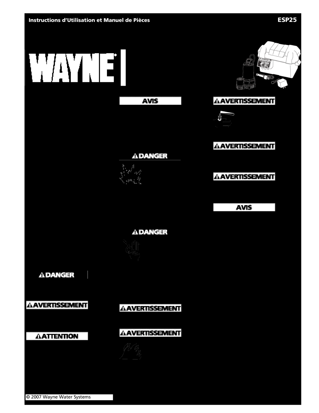 Wayne 352205-001 Pompe de vidange de secours 12 volts, Directives de Sécurité, Généralités sur la Sécurité, Déballage 