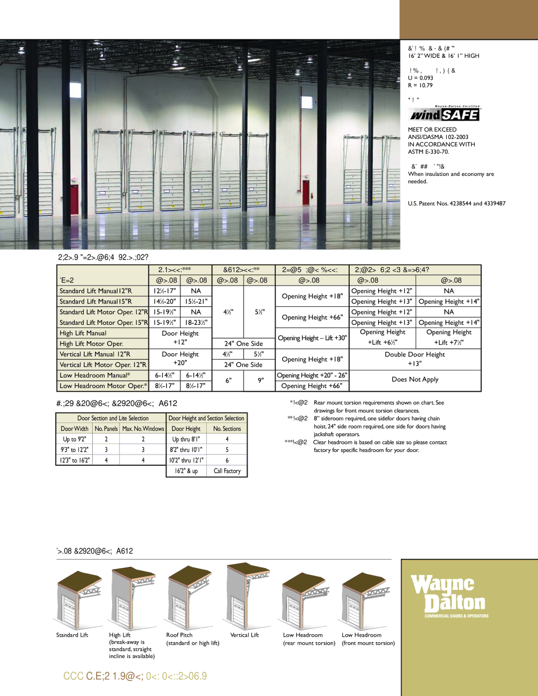 Wayne-Dalton 125 manual General Operating Clearances, Panel/Section Selection Guide, Track Selection Guide 