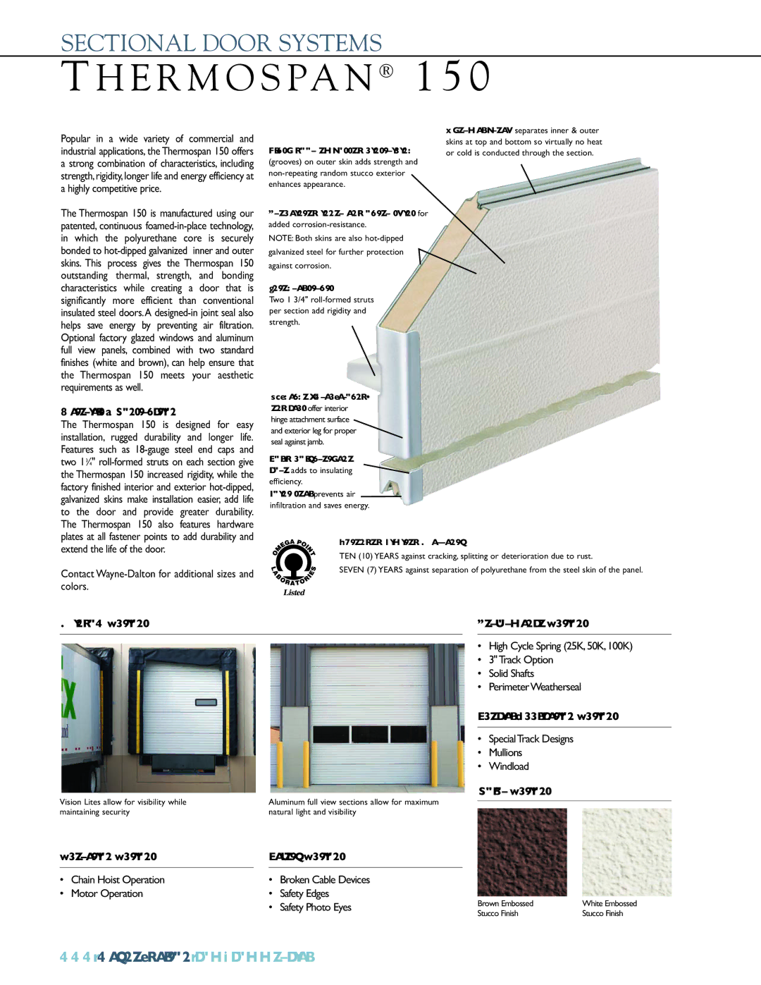 Wayne-Dalton 150 manual Materials & Construction, Window Options, Operation Options Safety Options, Performance Options 