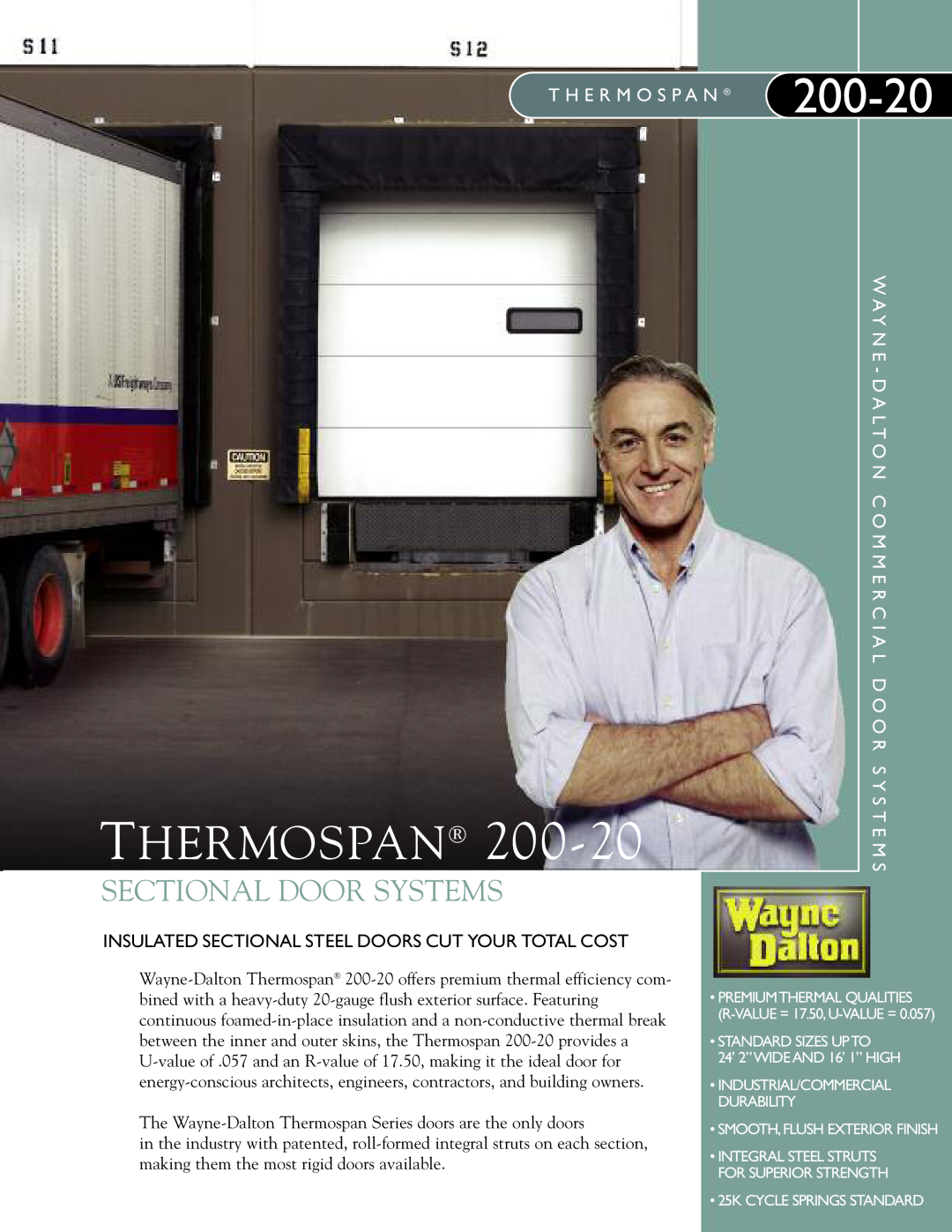 Wayne-Dalton 200-20 manual Thermospan, Sectional Door Systems, T H E R M O S P A N 