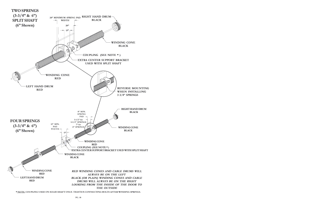 Wayne-Dalton 2411, 2415 warranty TWO Springs Split Shaft 