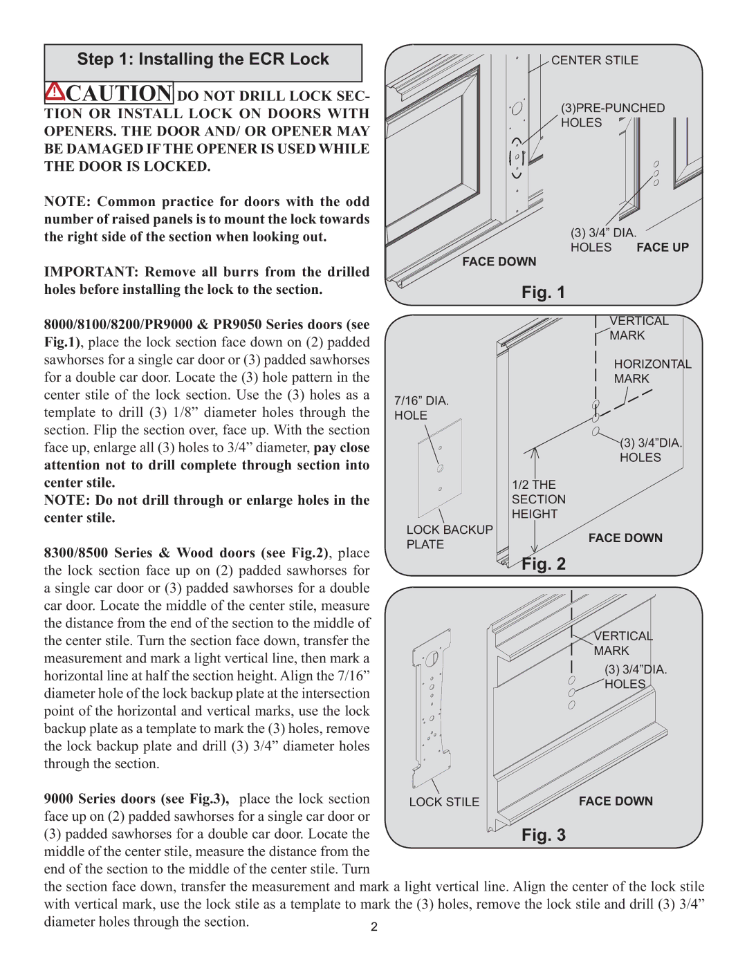 Wayne-Dalton 260600, 260597 installation instructions Installing the ECR Lock 