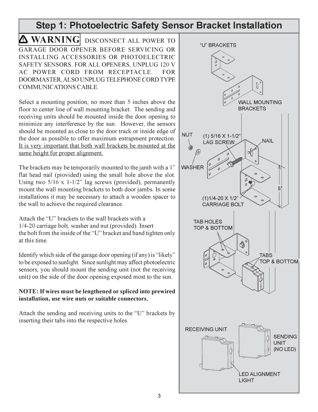 Wayne-Dalton 3750-372, 3012, 3014, 3651-372 installation instructions Brackets Wall Mounting NUT 