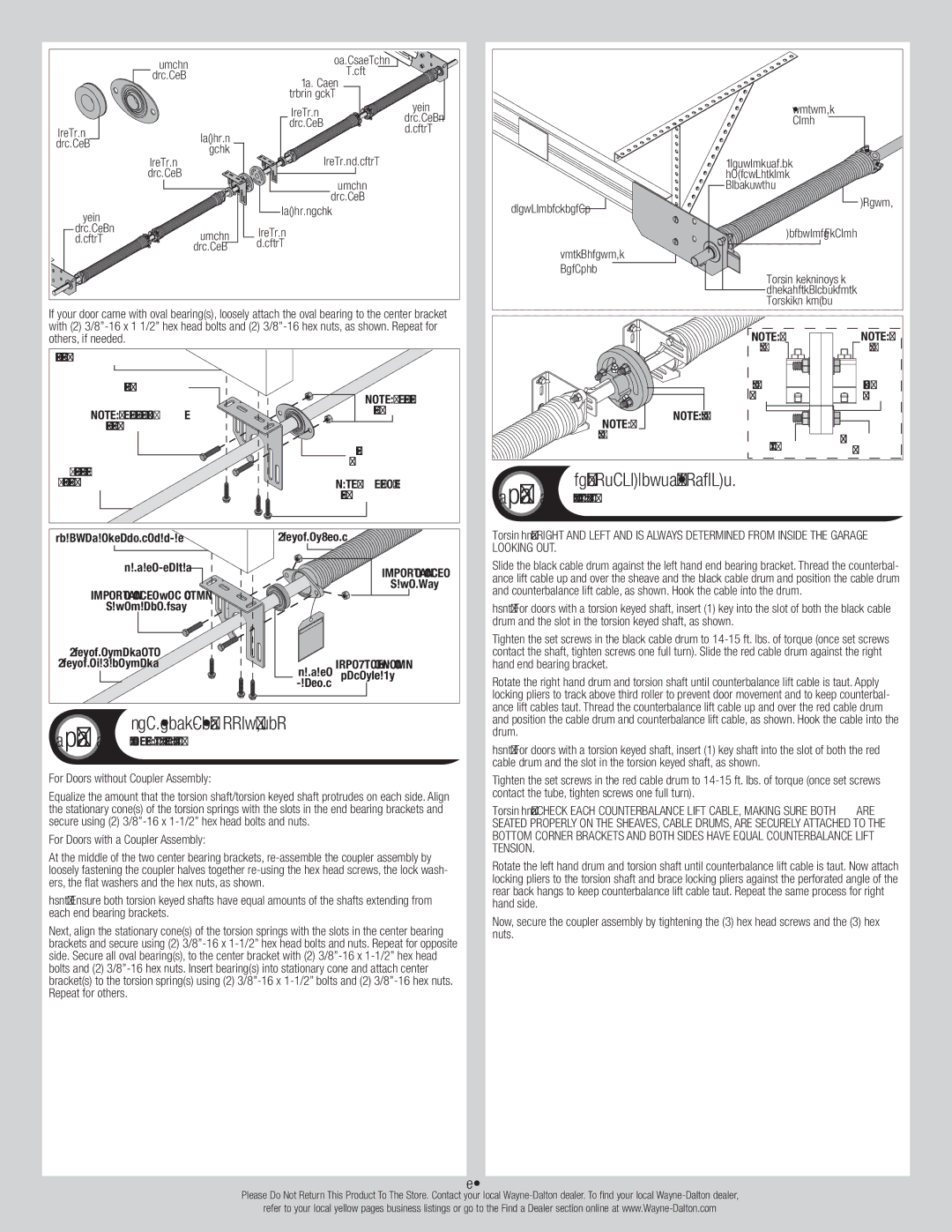 Wayne-Dalton 310/311 Torsion Spring Attachment, For Doors without Coupler Assembly, For Doors with a Coupler Assembly 