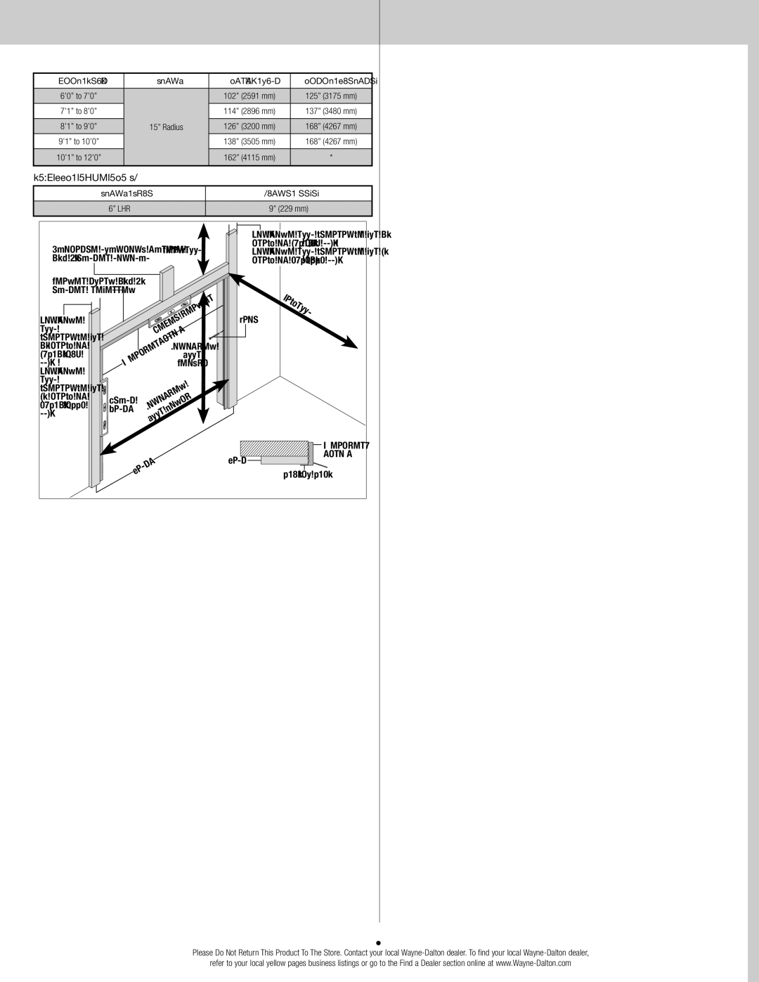 Wayne-Dalton 310/311, 105/110 installation instructions Headroom Requirements 