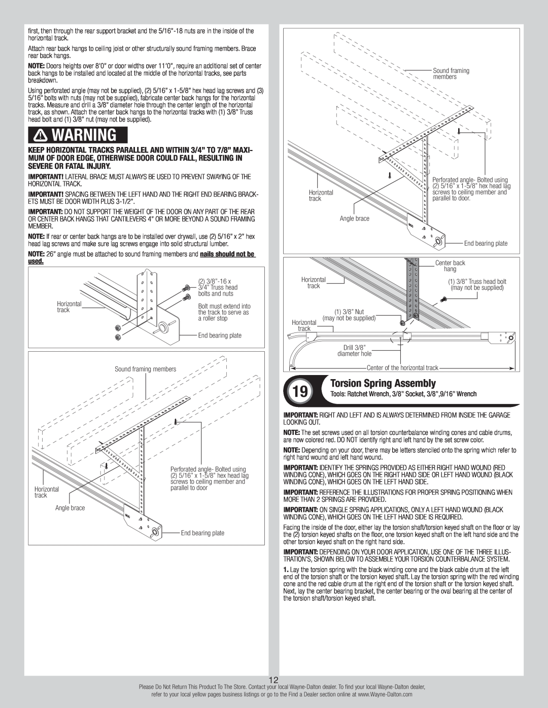 Wayne-Dalton 310/311, 105/110 installation instructions Torsion Spring Assembly 