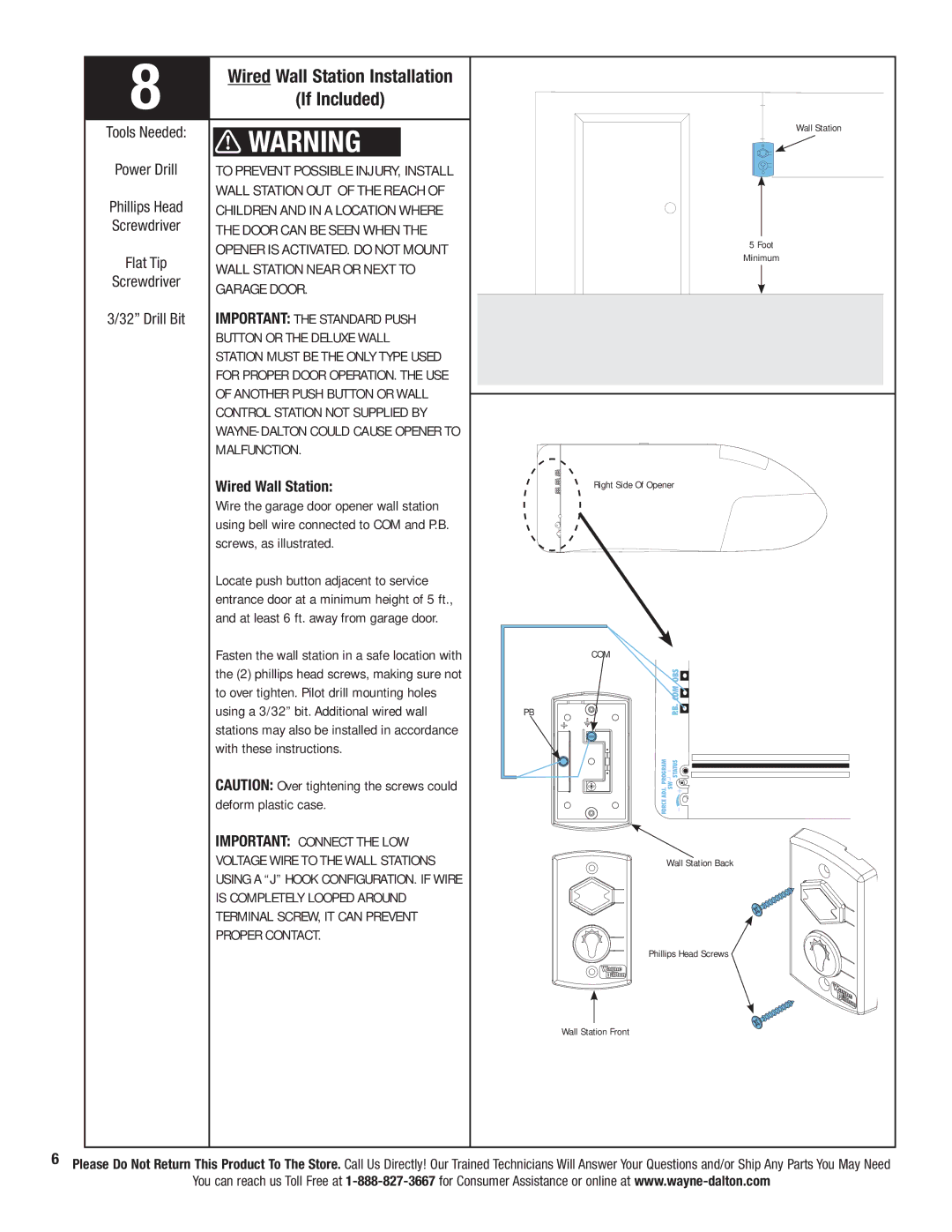 Wayne-Dalton 3320B-Z Wired Wall Station Installation If Included, Door can be Seen When, Wall Station Near or Next to 