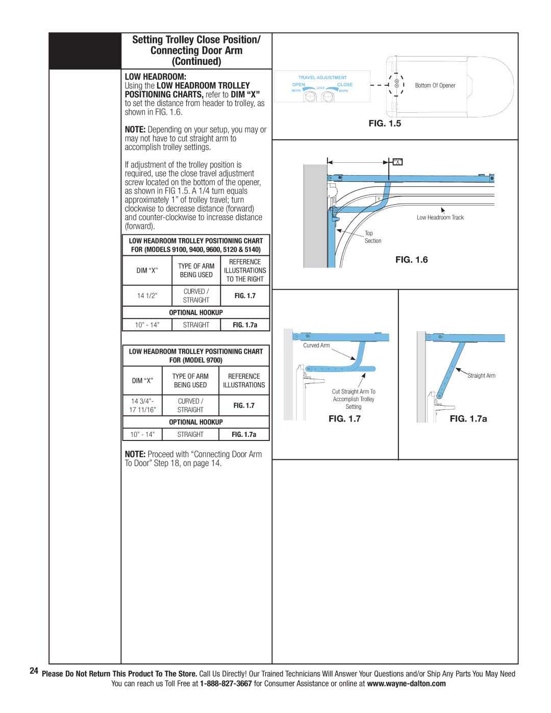 Wayne-Dalton 3324B, 3322B-Z, 3224C-Z, 3222C-Z, 3220C-Z, 3221C-Z, 3320B-Z Connecting Door Arm, DIM Type of ARM 