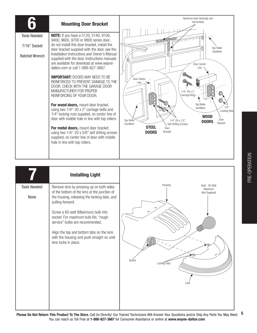 Wayne-Dalton 3324B-Z Mounting Door Bracket, Installing Light, Manufacturer for Proper, Reinforcing of Your Door 