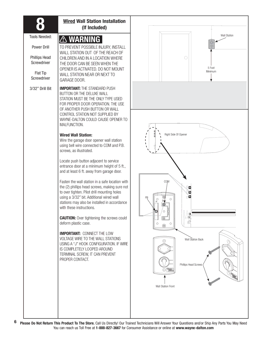 Wayne-Dalton 3324B-Z Wired Wall Station Installation If Included, Door can be Seen When, Wall Station Near or Next to 