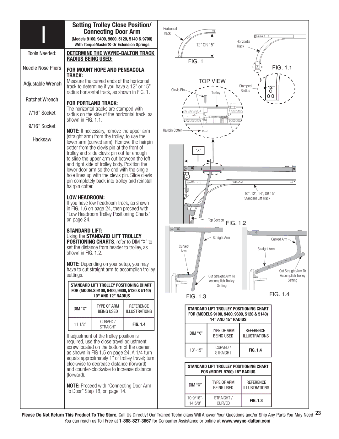 Wayne-Dalton 3324B-Z installation instructions Radius Being Used, For Portland Track, LOW Headroom, Standard Lift 