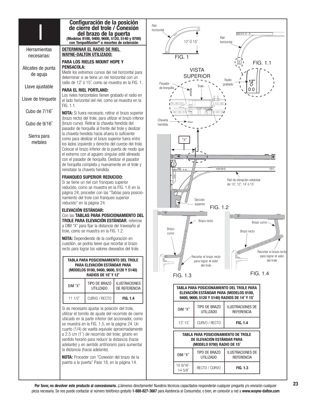 Wayne-Dalton 3324B-Z installation instructions De cierre del trole / Conexión, Del brazo de la puerta 