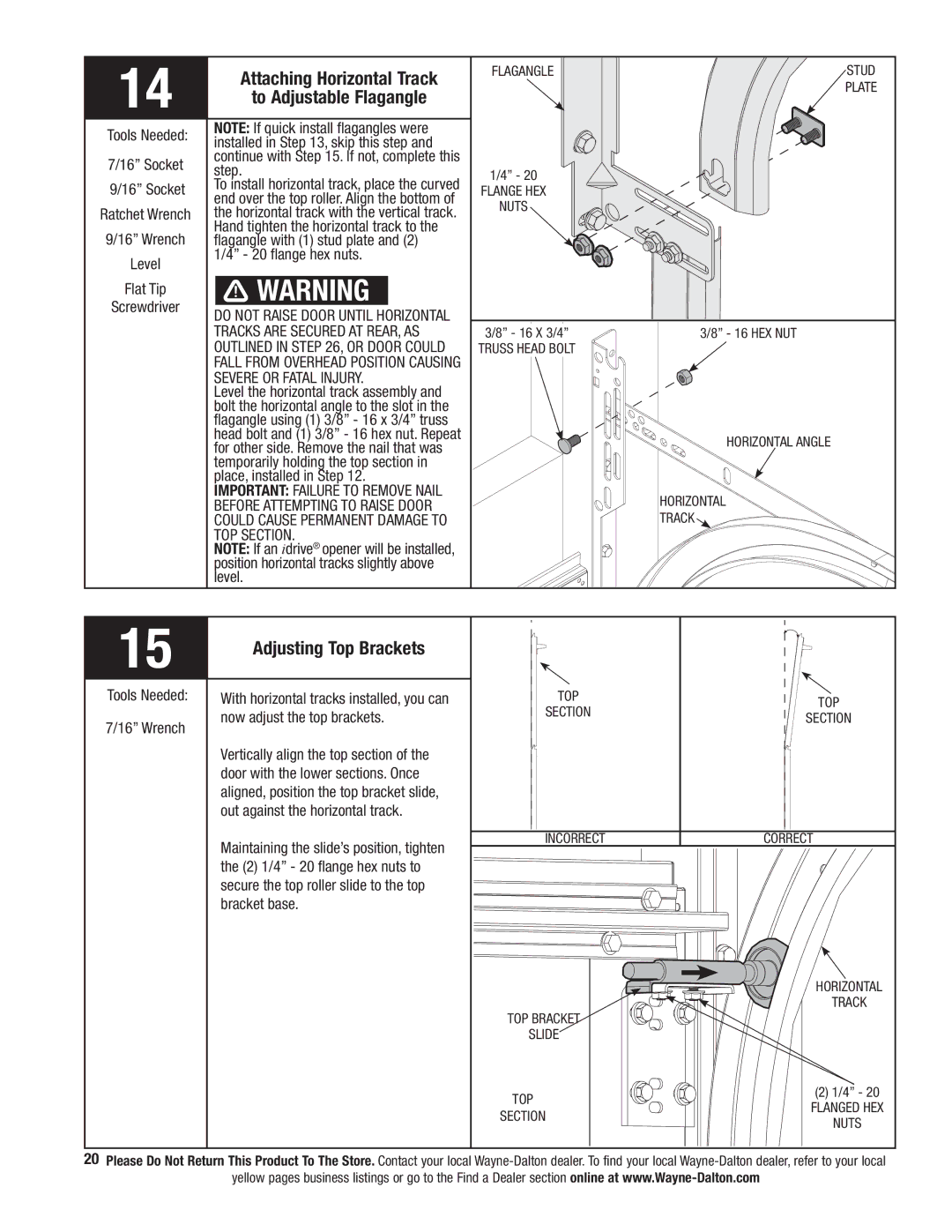 Wayne-Dalton 341458 installation instructions Severe or Fatal Injury 