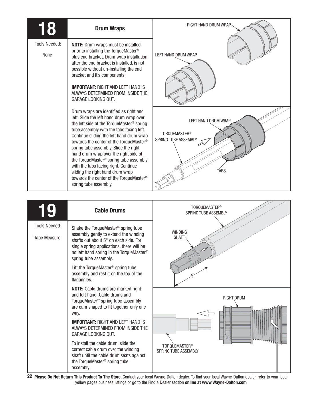 Wayne-Dalton 341458 installation instructions Drum Wraps, Cable Drums, Garage Looking OUT 