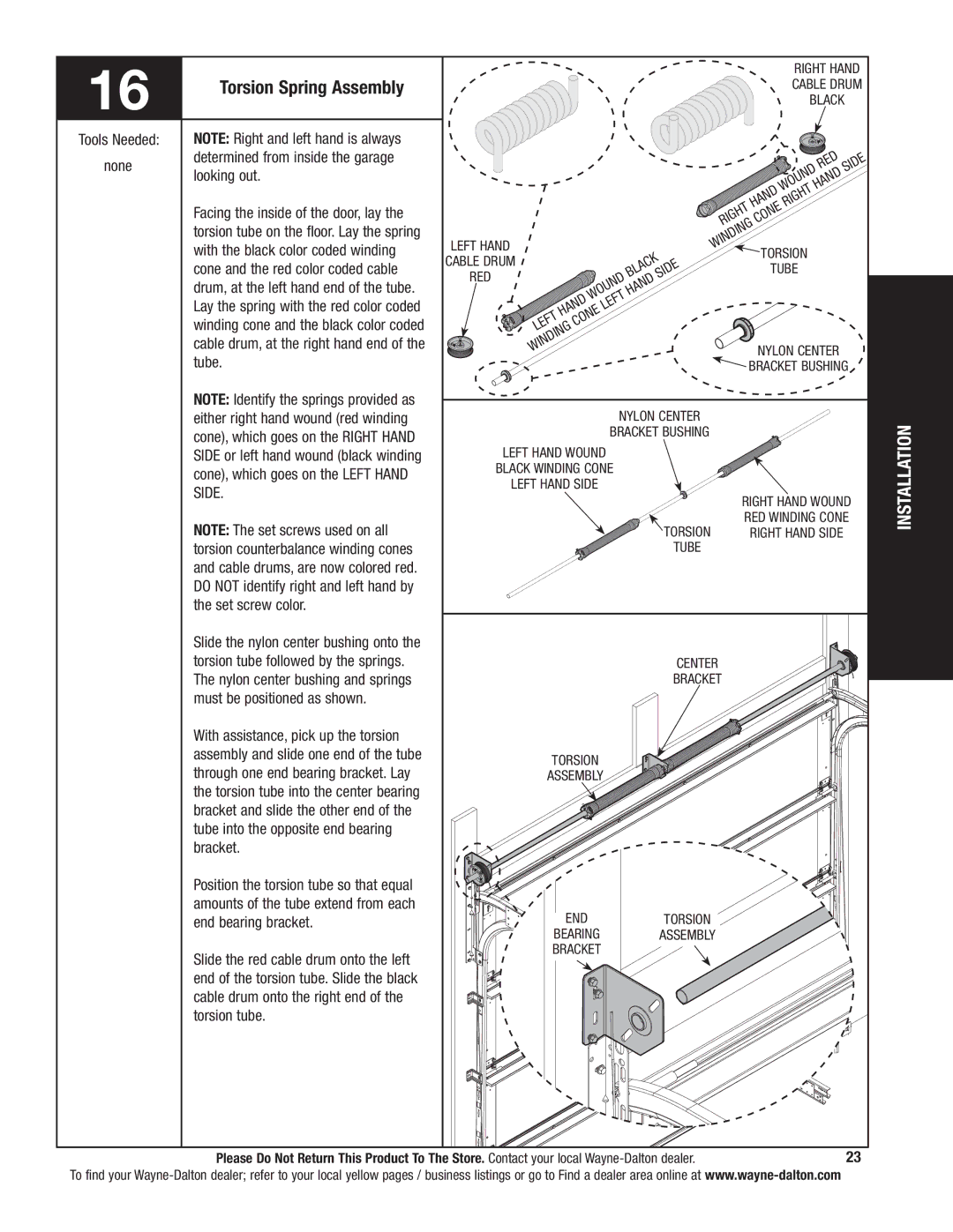 Wayne-Dalton 341785 installation instructions Torsion Spring Assembly, Side 