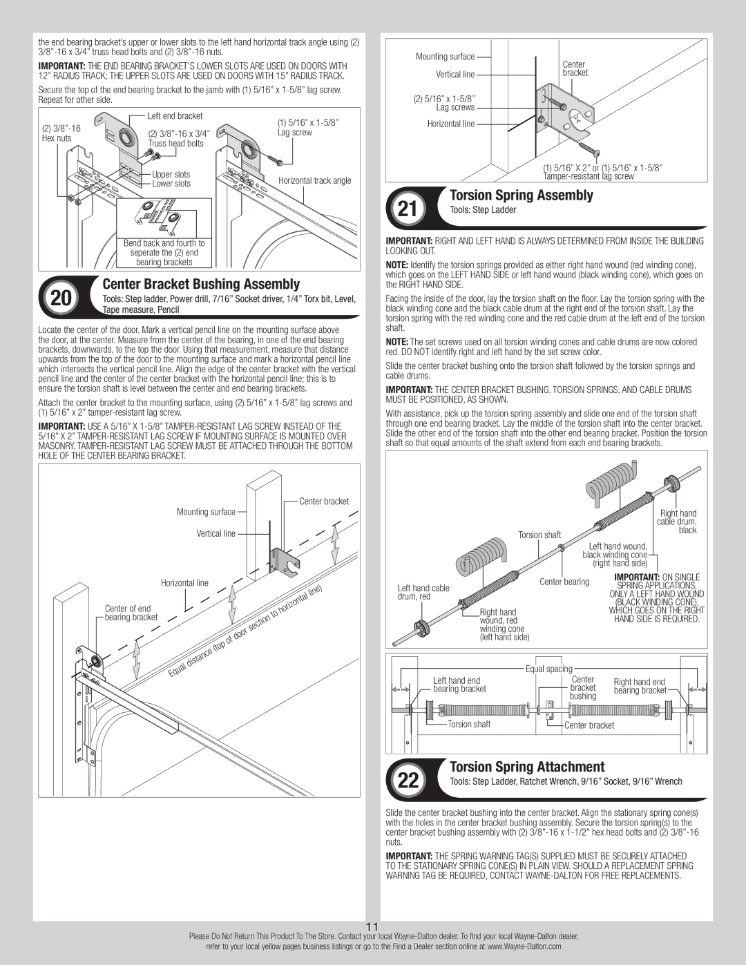 Wayne-Dalton 346918 Center Bracket Bushing Assembly, Torsion Spring Attachment, Tape measure, Pencil, Tools Step Ladder 