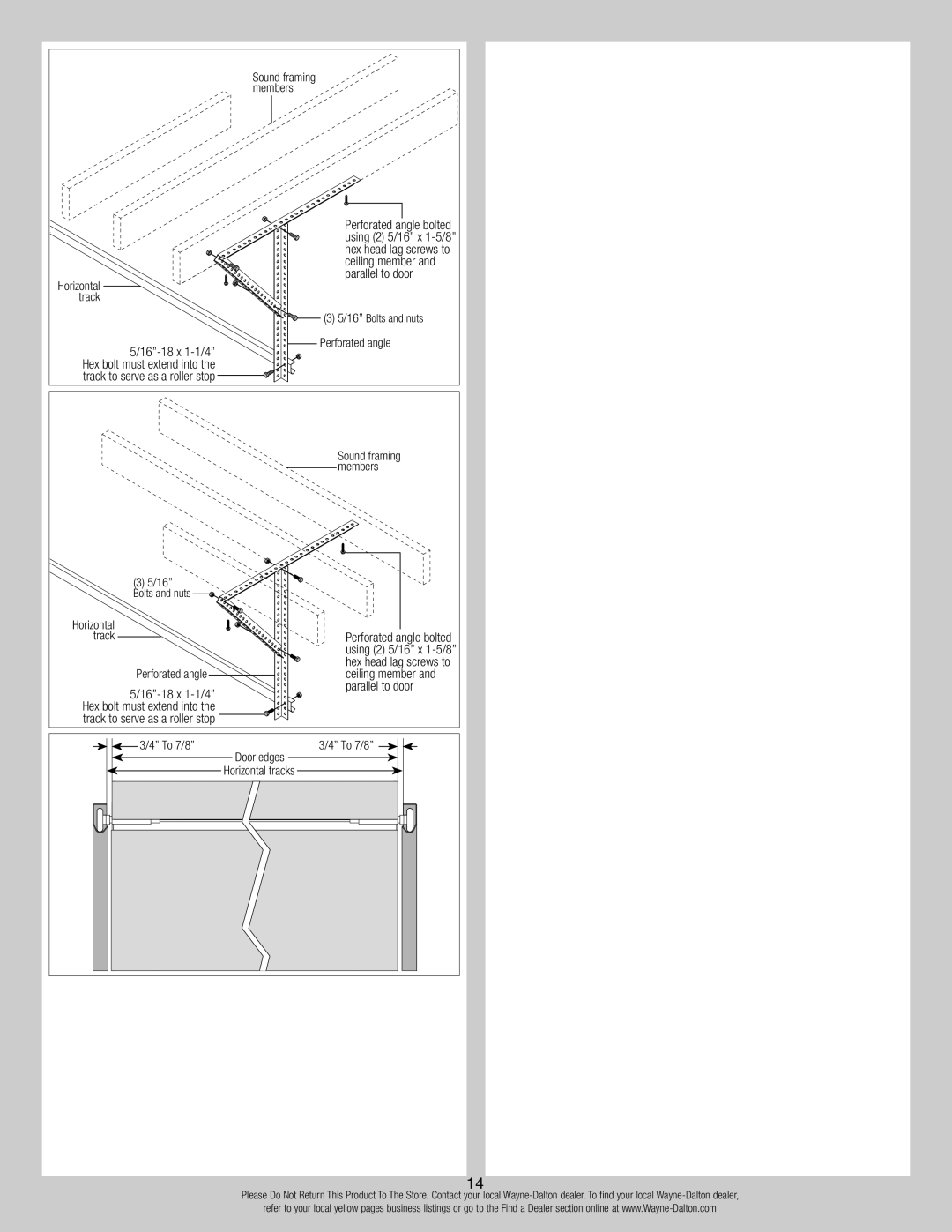 Wayne-Dalton 346918 installation instructions Bolts and nuts Perforated angle, To 7/8 