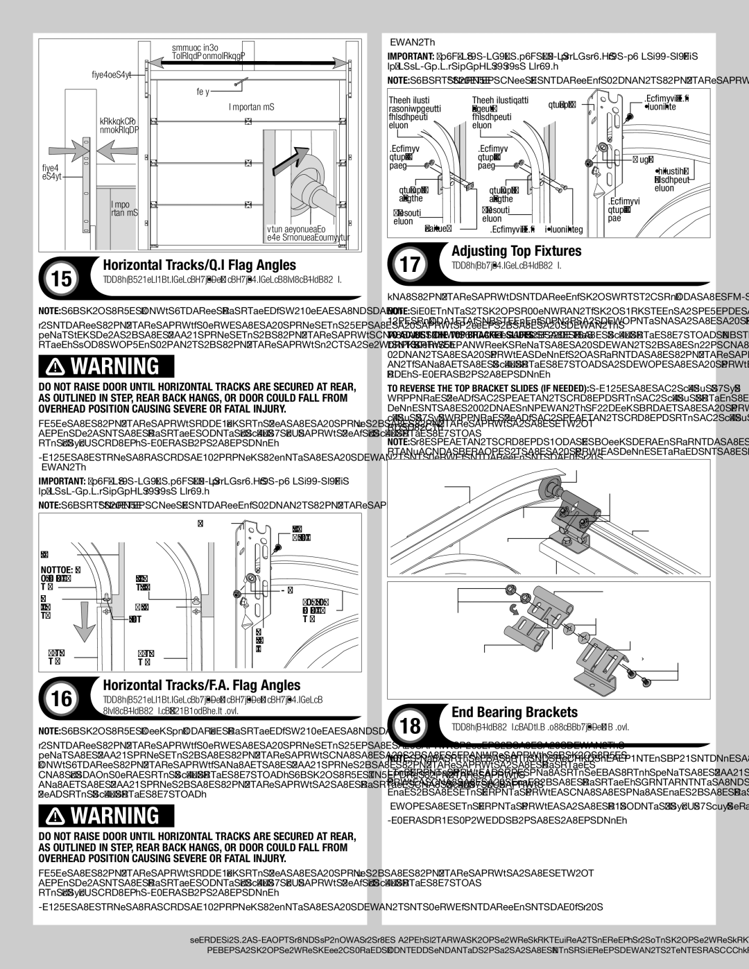 Wayne-Dalton 346919 Horizontal Tracks/Q.I Flag Angles, Horizontal Tracks/F.A. Flag Angles, End Bearing Brackets 