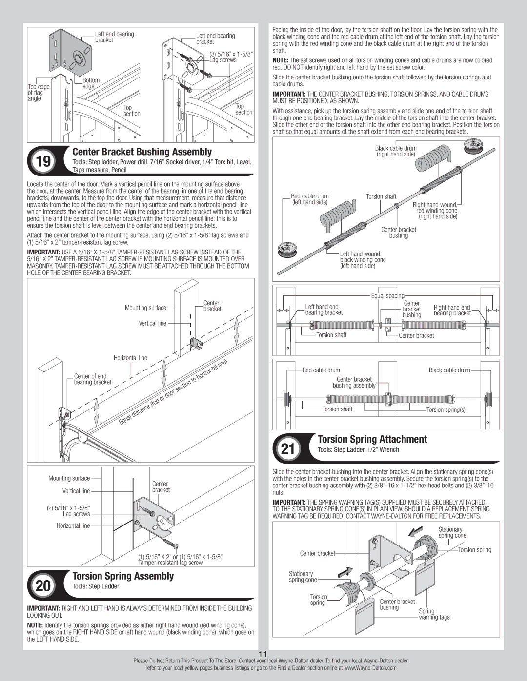 Wayne-Dalton 346919 Center Bracket Bushing Assembly, Torsion Spring Assembly, Torsion Spring Attachment 