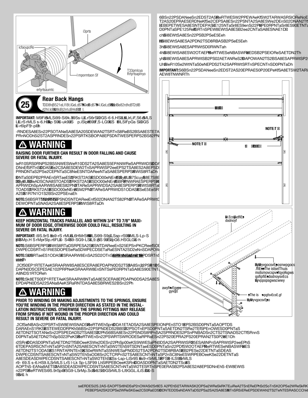 Wayne-Dalton 346919 installation instructions Rear Back Hangs 