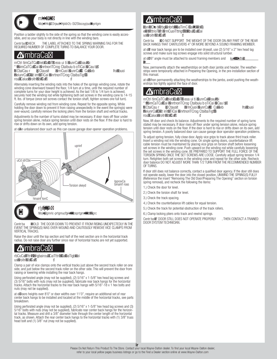 Wayne-Dalton 347610 Winding Springs, Rear Back Hangs, Spring Set screws Approved Torsion shaft, Winding cone 