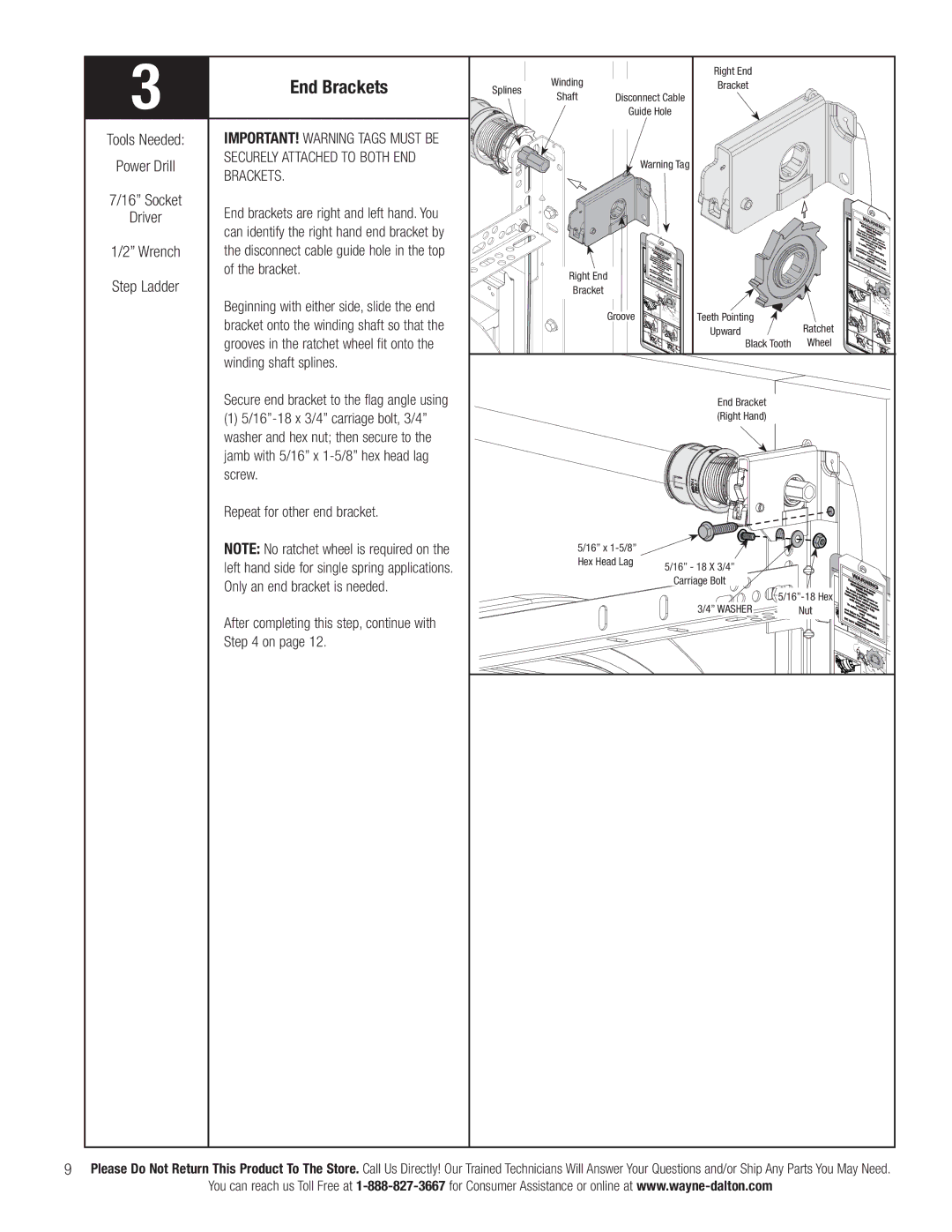 Wayne-Dalton 3663-372 installation instructions End Brackets 